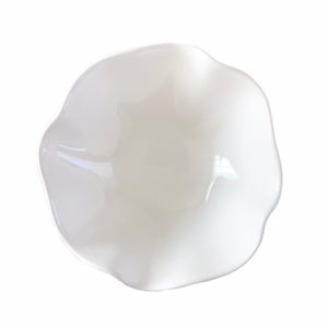 Crate & Barrel White Ruffle Ceramic Dip Bowl